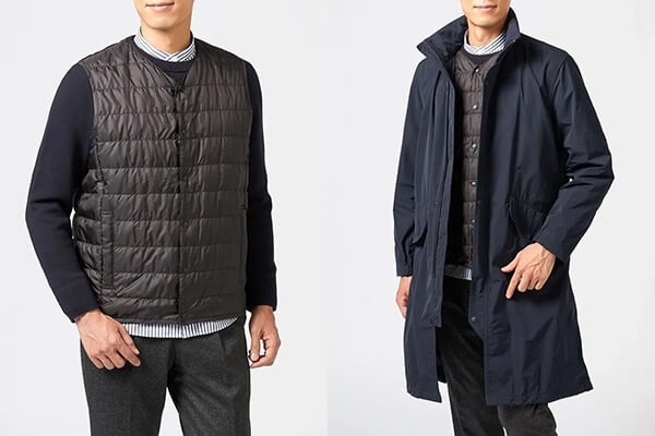 ライナーベスト付コートを使った冬のメンズオフィスカジュアルコーデ