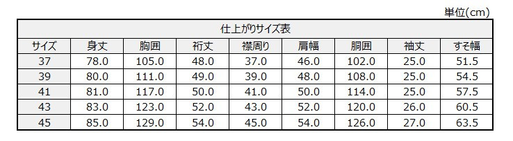 サイズチャート