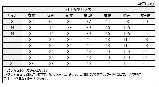 サイズチャート