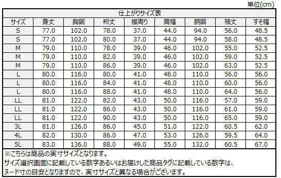 サイズチャート
