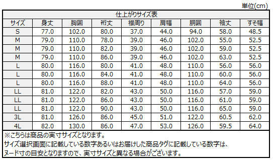 サイズチャート