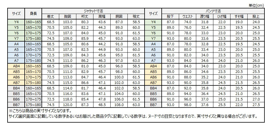サイズチャート