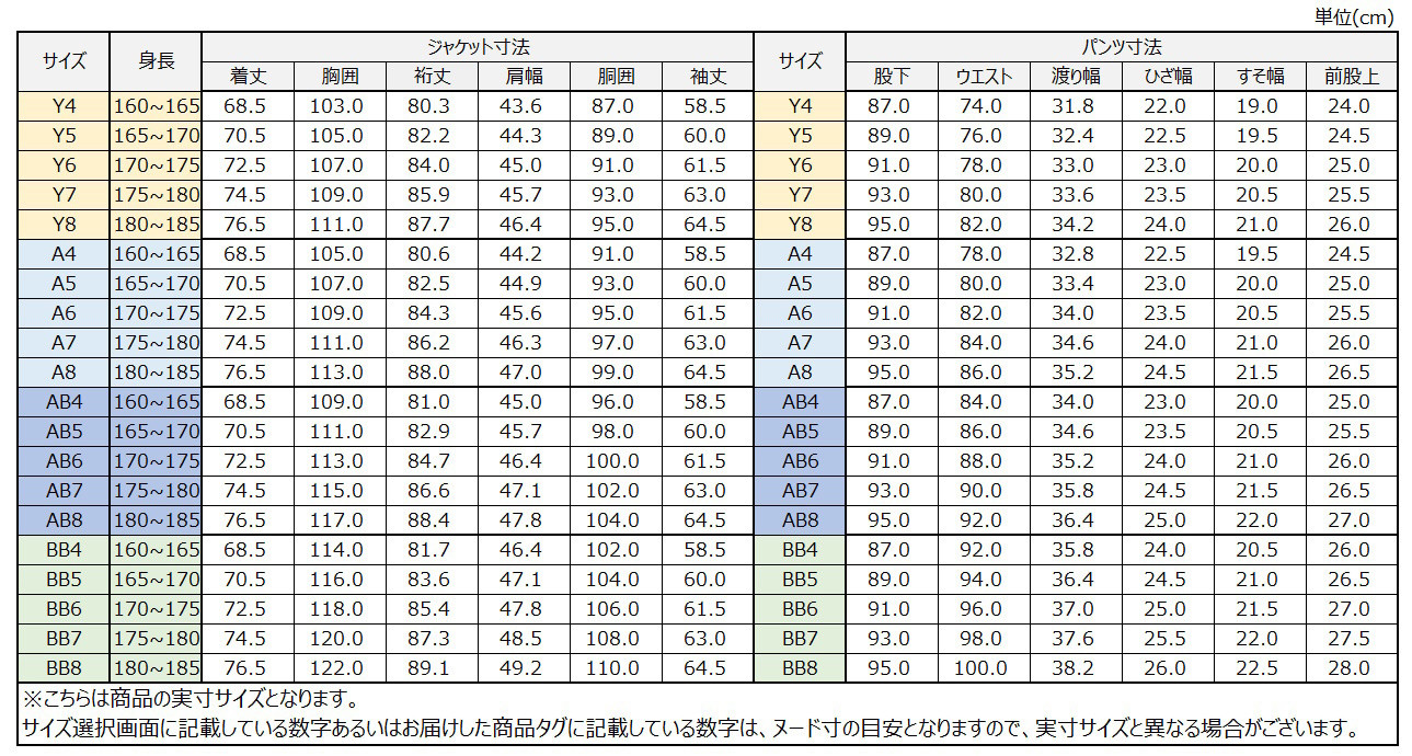 サイズチャート