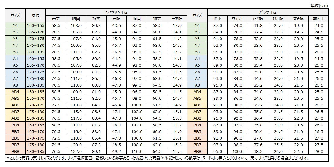 サイズチャート