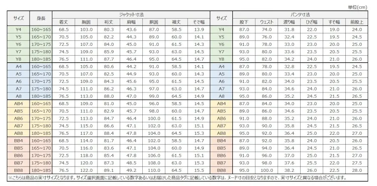 サイズチャート