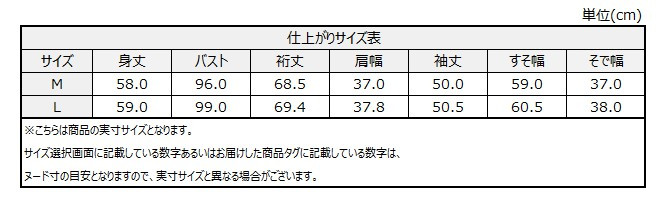 サイズチャート