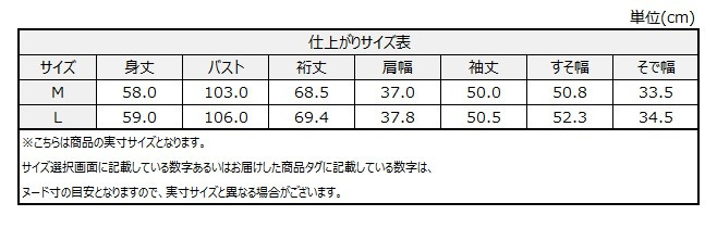 サイズチャート