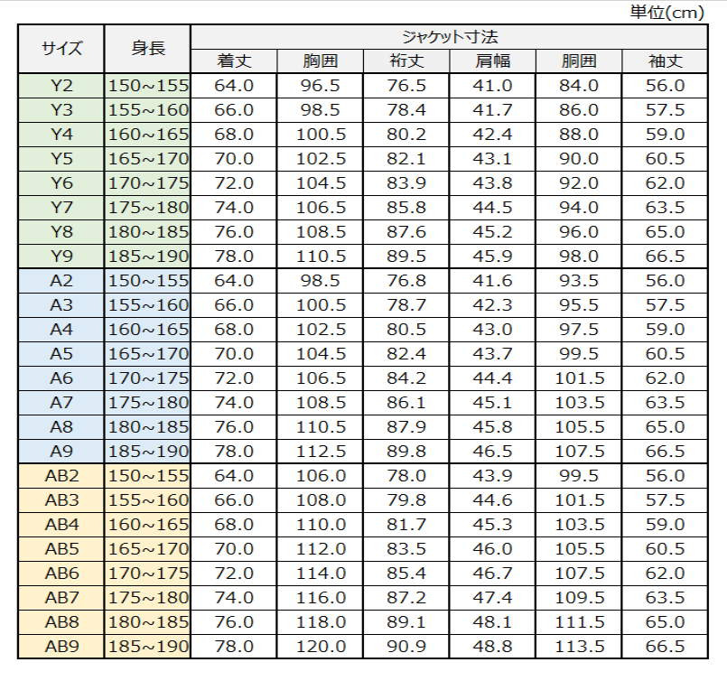 サイズチャート