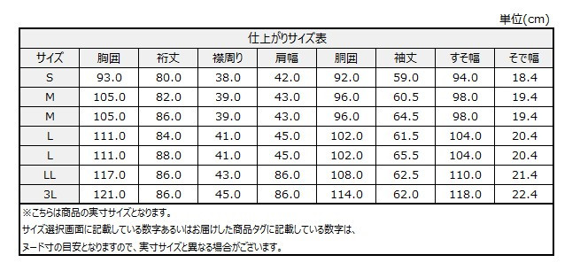 サイズチャート