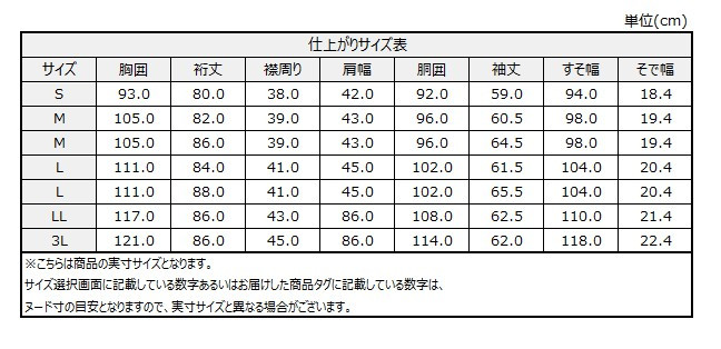 サイズチャート