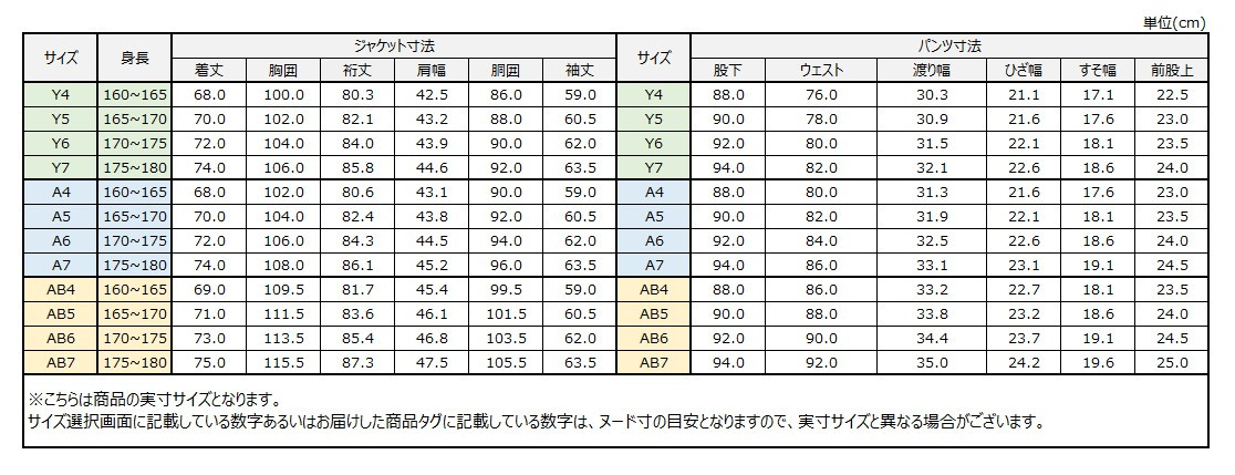 サイズチャート