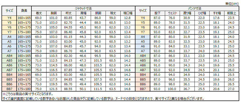 サイズチャート