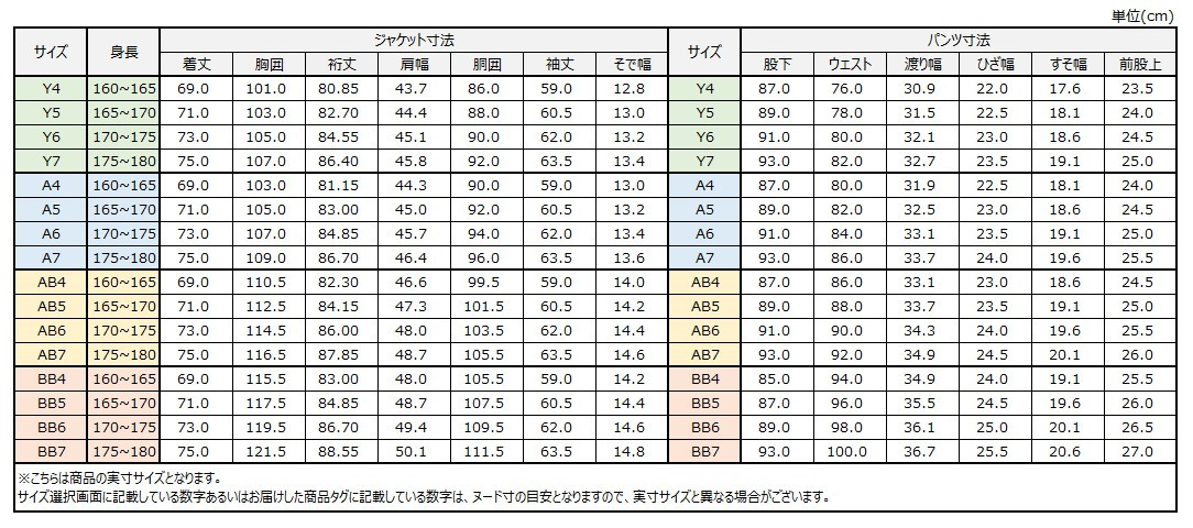 サイズチャート