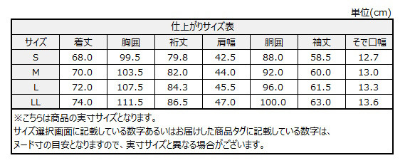 サイズチャート
