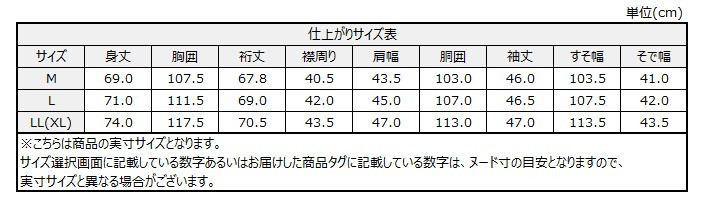サイズチャート
