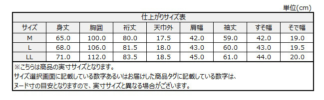 サイズチャート