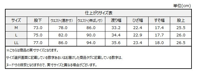 サイズチャート