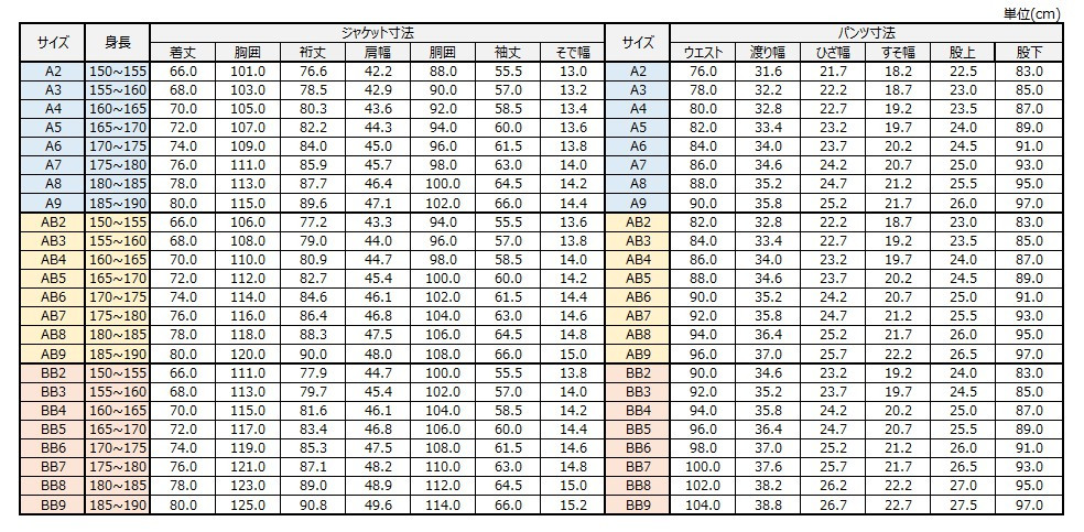 サイズチャート