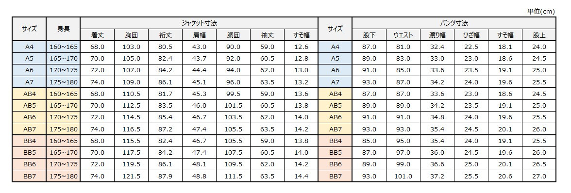 サイズチャート