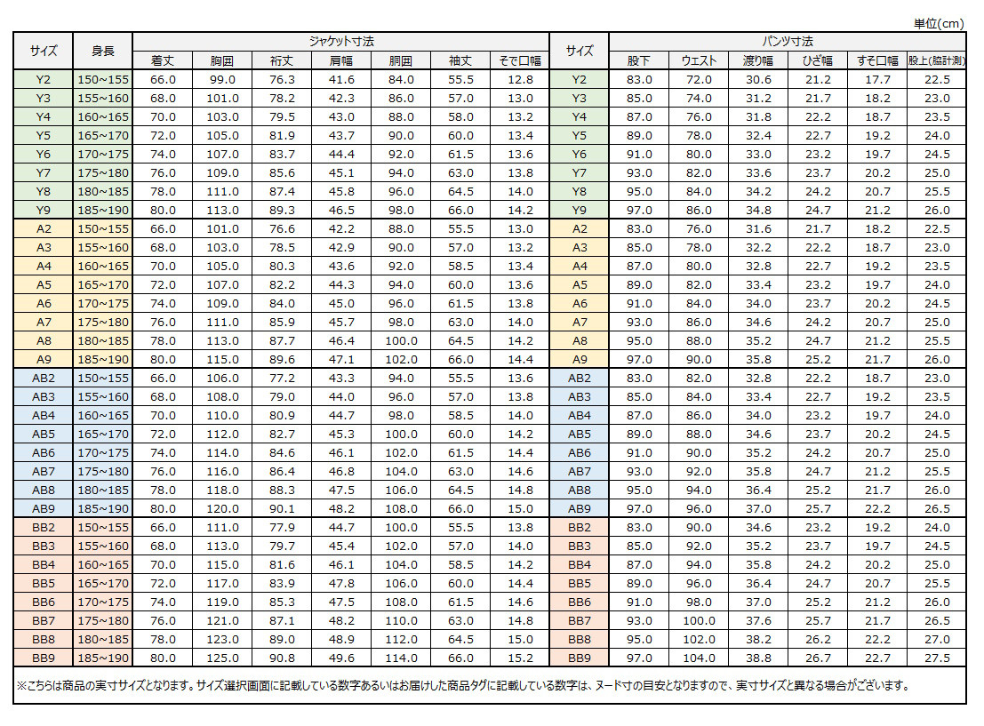 サイズチャート