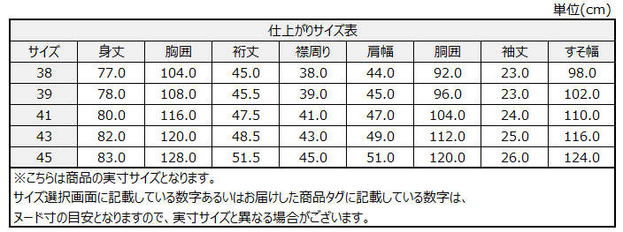 サイズチャート