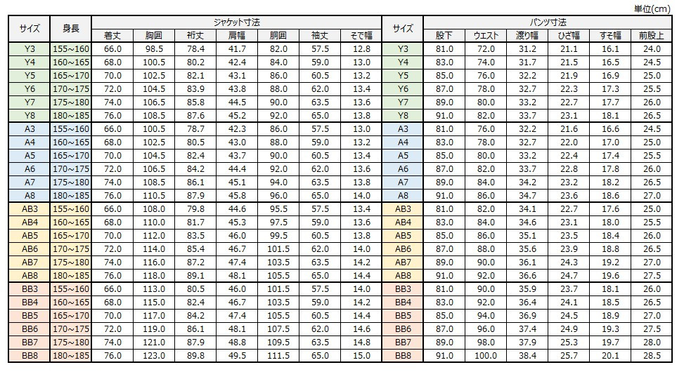 サイズチャート