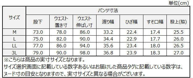 サイズチャート