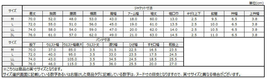 サイズチャート