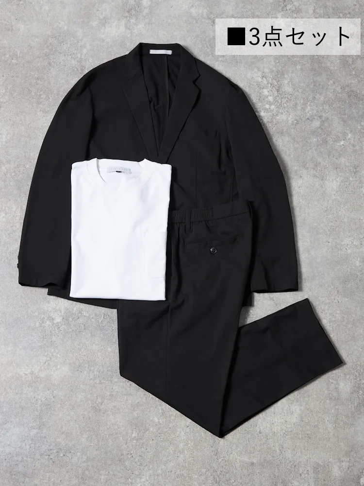 【即納】【WEB限定スマビズセット】上下セットアップ+ビズTシャツ(白)3点セット無地春夏