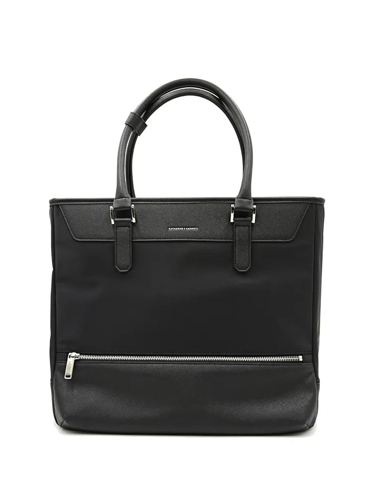【KATHARINEEHAMNETT-キャサリン・イー・ハムネット-】サフィアーノ付属ナイロントートバッグA4対応通年