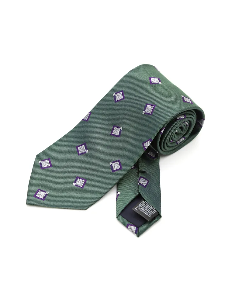 【シルク100%】ネクタイレギュラー小紋柄リッケンバッカー