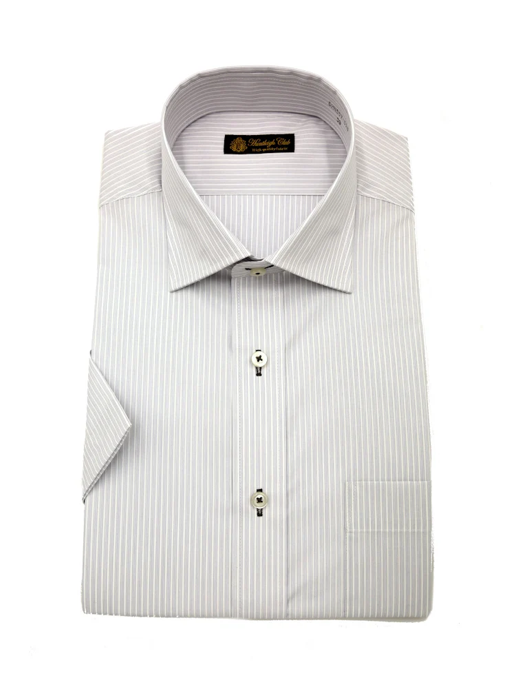 【形態安定】半袖ワイシャツセミワイドストライプハントレークラブ春夏