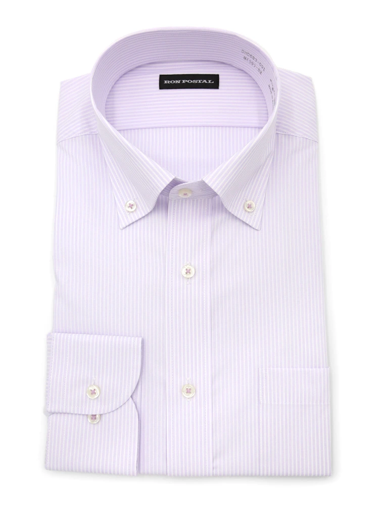 【形態安定】長袖ワイシャツボタンダウンイージーケアストライプRONPOSTAL通年