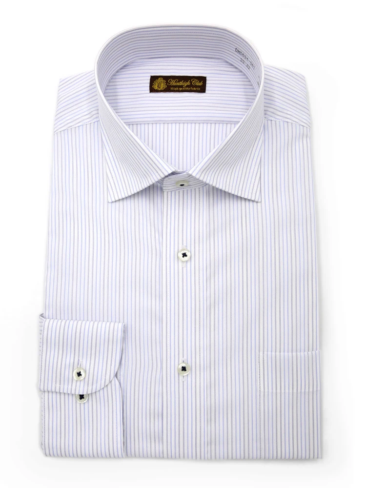 【形態安定】長袖ワイシャツセミワイドストライプハントレークラブ通年