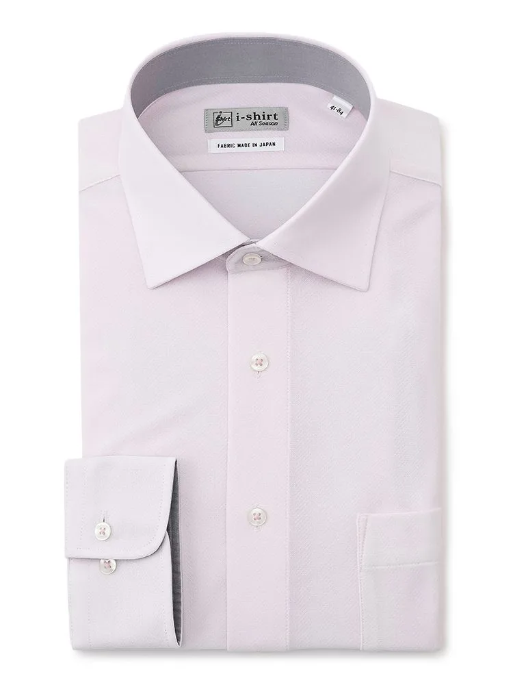 【形態安定】アイシャツ長袖ワイシャツワイド織柄無地i-shirt通年