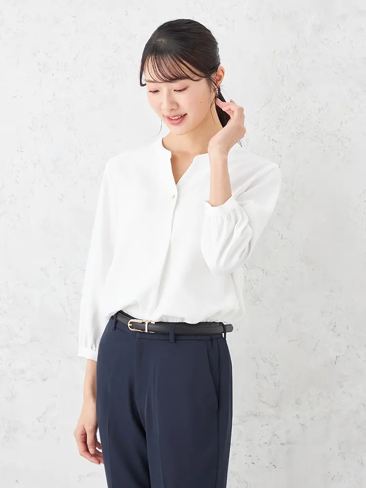 【SOFFICE】キーネックゴールドパーツブラウスカットソー通年【レディース】