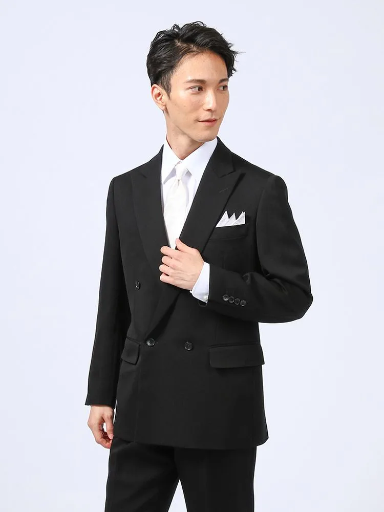 [礼服]【ウエストアジャスター仕様】フォーマルダブルワンタック黒無地チェスターバリー通年礼服