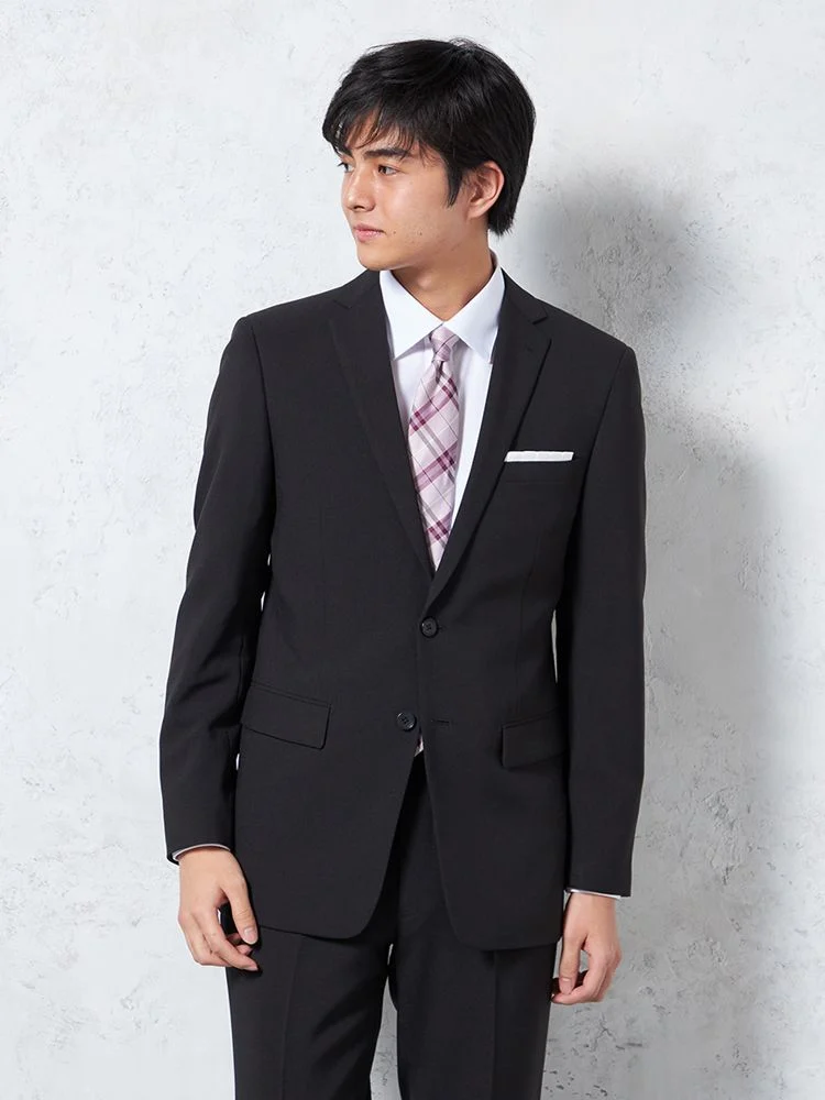 【パンツウォッシャブル】スーツ黒無地PinkyWolman通年