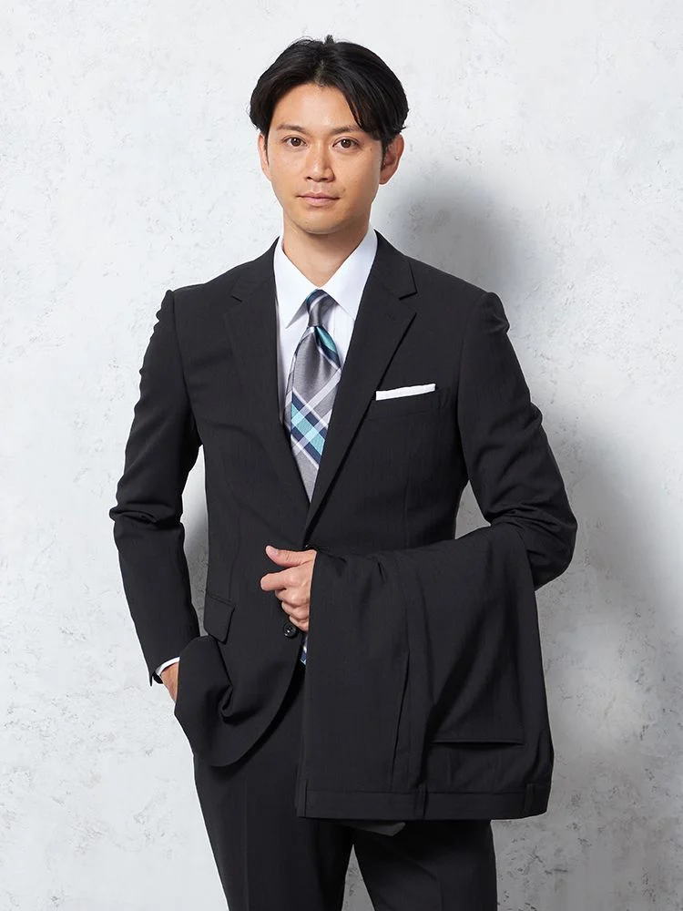 【上下ウォッシャブル】スーツ2つボタンツーパンツイージーケアストライプリッケンバッカー