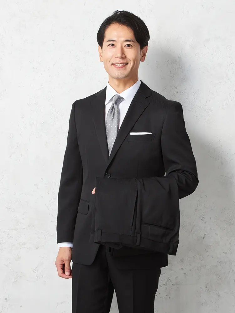 【上下ウォッシャブル】スーツ2つボタンツーパンツストライプノータック通年【ピンキー】