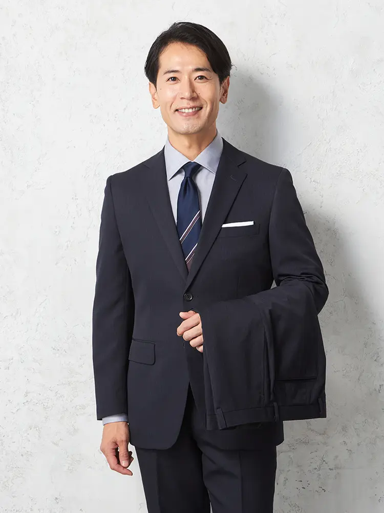 【上下ウォッシャブル】スーツ2つボタンツーパンツストライプノータック通年【ピンキー】