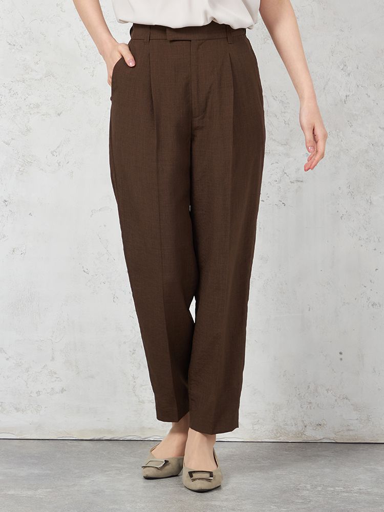 【ウォッシャブル】テーパードパンツリネンライクメランジ生地無地SOFFICE春夏【レディース】