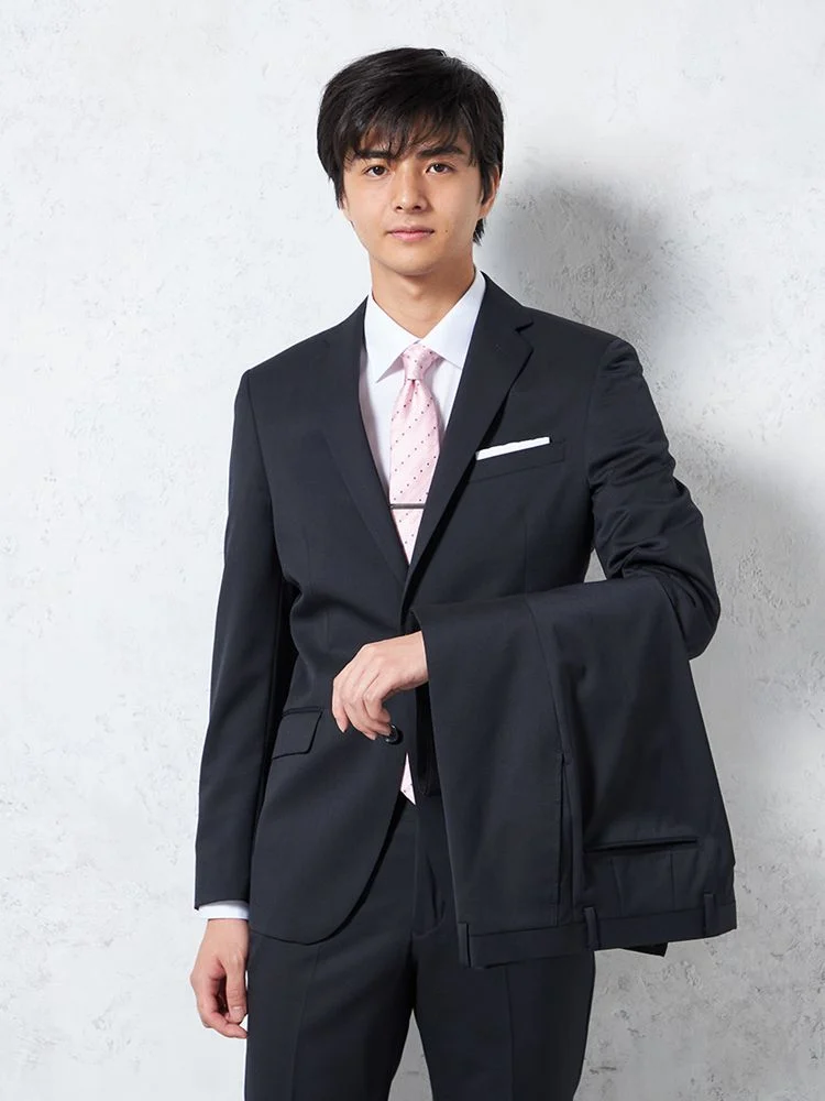 【上下ウォッシャブル】スーツ2つボタンツーパンツネイビー無地脚長スリムリクルート／就活対応RESPECTNERO通年【定番】【スリムデザイン】