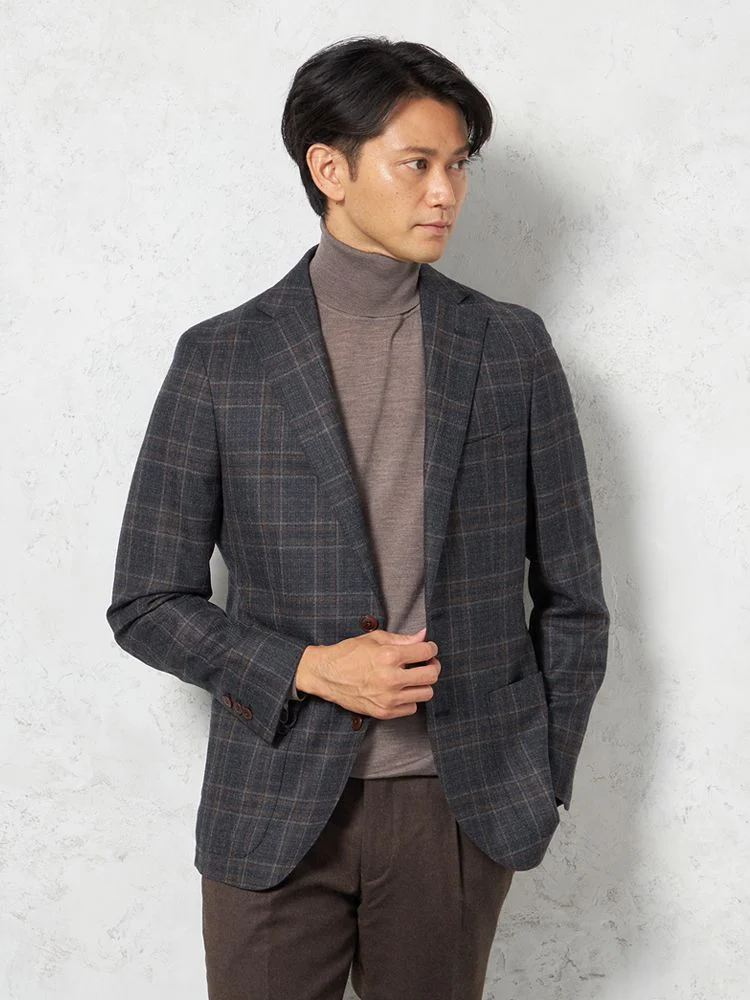【ウール100%】ジャケット2つボタン【REDAインポート生地】チェックリッケンバッカー秋冬