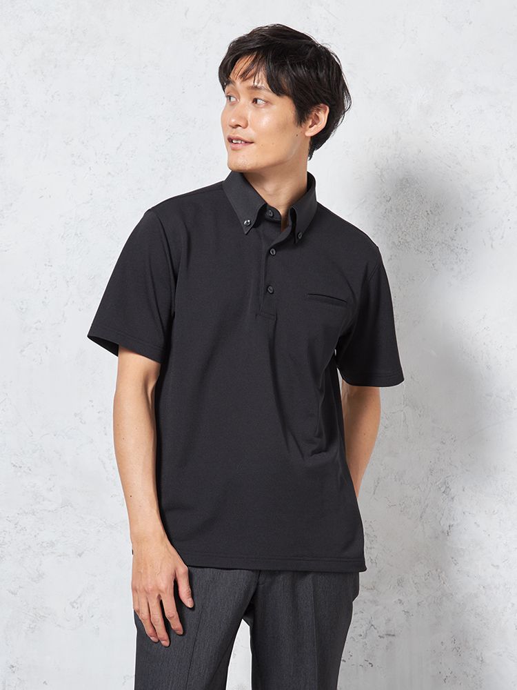 【KATHARINEEHAMNETT-キャサリン・イー・ハムネット-】半袖ポロシャツビズポロボタンダウン無地春夏