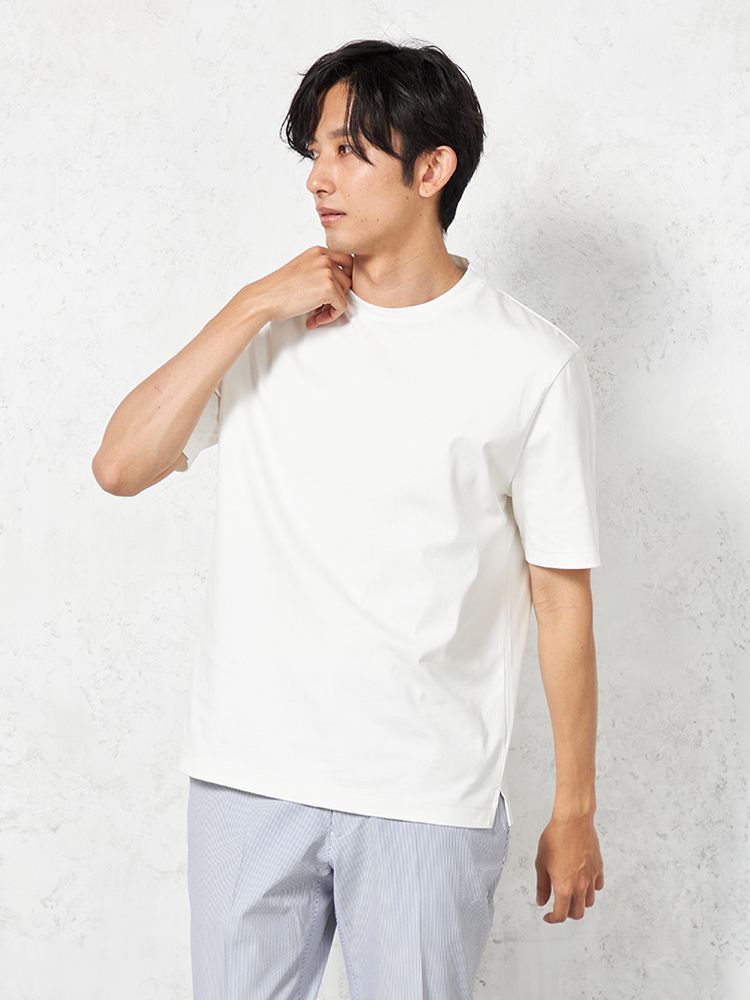 【KATHARINEEHAMNETT-キャサリン・イー・ハムネット-】半袖ビズTシャツクルーネック無地春夏