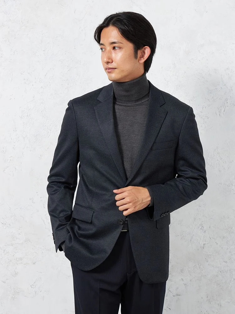 【抗ピリング】ジャケット2つボタン【i－Jacket-アイジャケット-】ストレッチウォッシャブル無地ネイビー秋冬