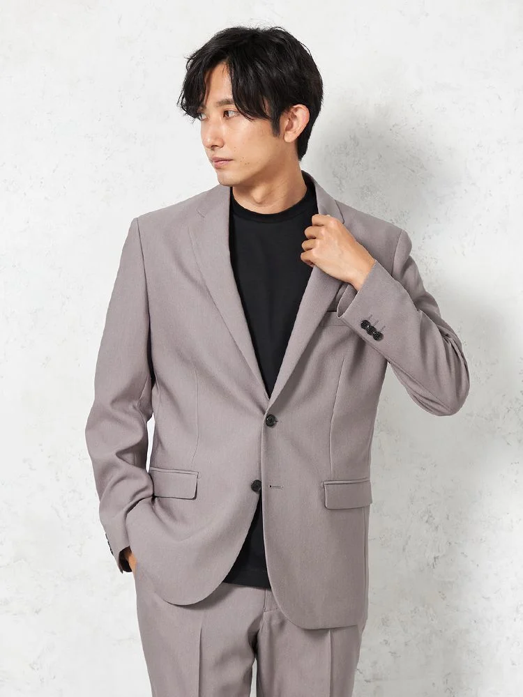 【KATHARINEEHAMNETT-キャサリン・イー・ハムネット-】デニム調ジャケット2つボタン【セットアップ商品有】ウォッシャブルストレッチグレー無地