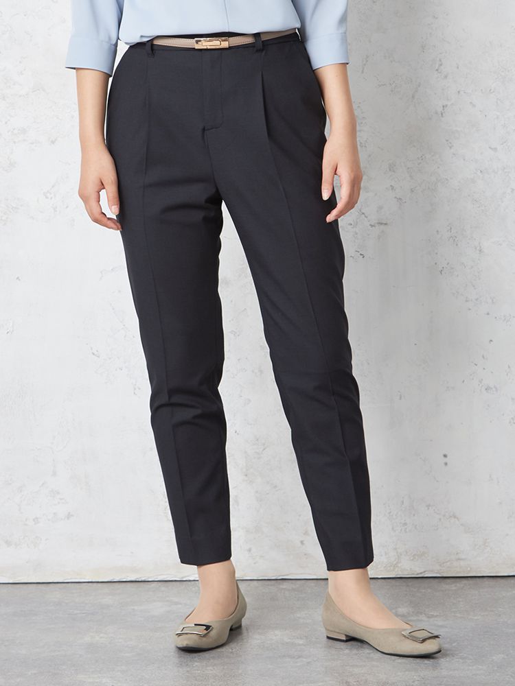 【INDIVI】キャリーマンチェックテーパードパンツウォッシャブル通年【レディース】