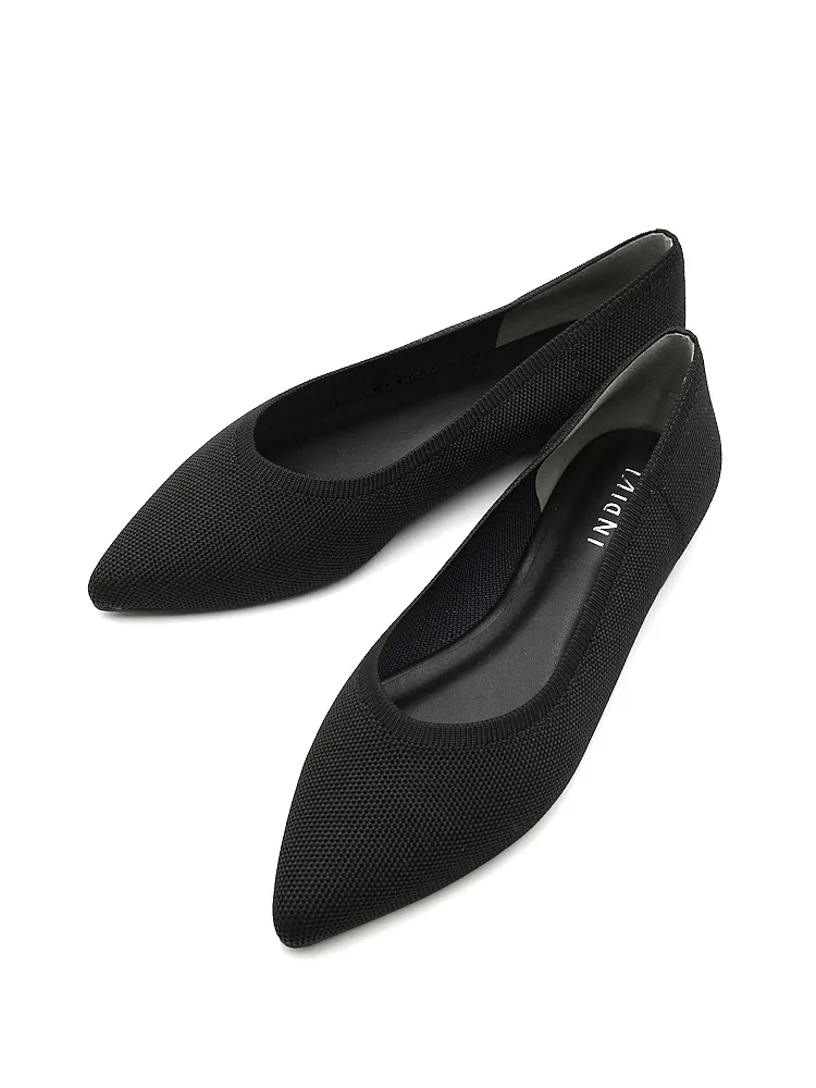 【INDIVI】ニットパンプス軽量ブラック/チャコールグレー通年【レディース】